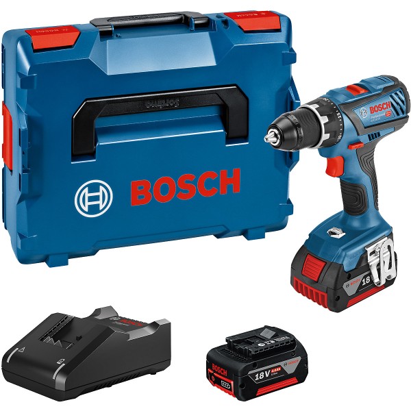 Bosch Akku-Bohrschrauber GSR 18V-28, 2 x Akkus GBA 18V, Schnellladegerät GAL 18V-40