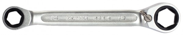 KS Tools Umschalt-Doppel-Ratschenringschlüssel SW 14 x 19 mm, mit Einsatz-Haltefeder