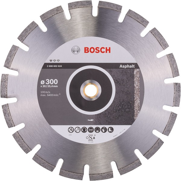 Bosch Diamanttrennscheibe Standard for Asphalt, Bohrungsdurchmesser (mm):20.00/25.40*, Segmenthöhe (mm):10