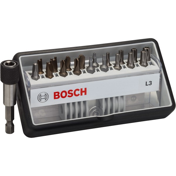 Bosch Schrauberbit-Set Robust Line L Extra-Hart, 18 + 1-teilig, 25 mm, Sicherh. Bits