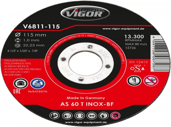 VIGOR Trennscheiben Satz, 115 mm, V6811-115, Anzahl Werkzeuge: 10