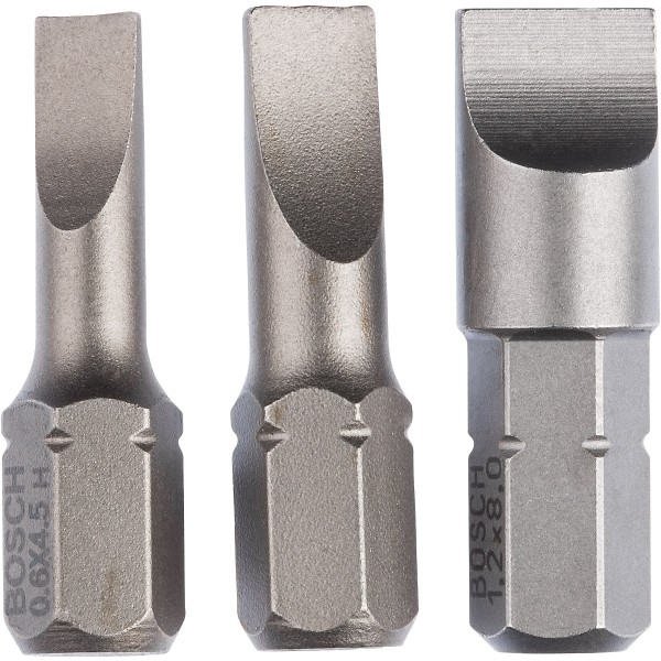 Bosch Schrauberbit-Set Extra-Hart (S), 3-teilig, 25 mm, S0,6x4,5, S0,8x5,5, S1,2x8,0