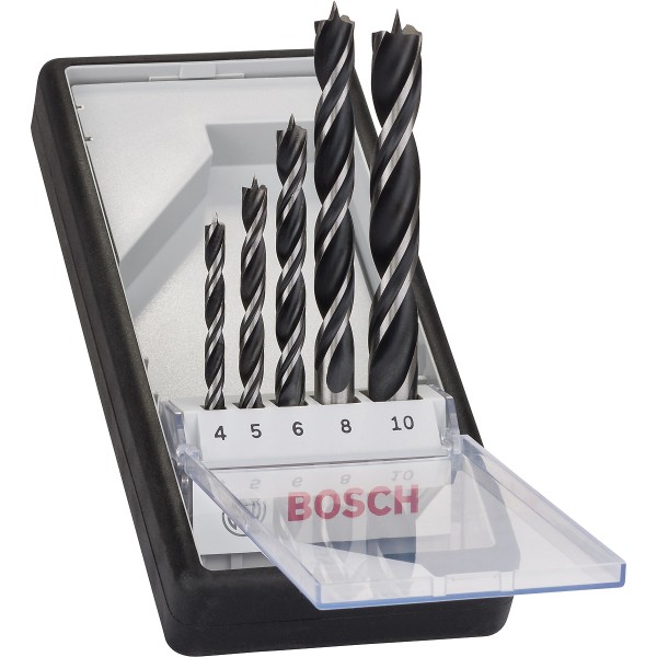 Bosch Holzspiralbohrer-Set Robust Line, 5-teilig, Durchmesser (mm): 4 - 10