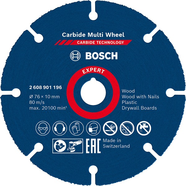 Bosch EXPERT Carbide Multi Wheel Trennscheibe, 76 mm, 10 mm. für Mini-Winkelschleifer