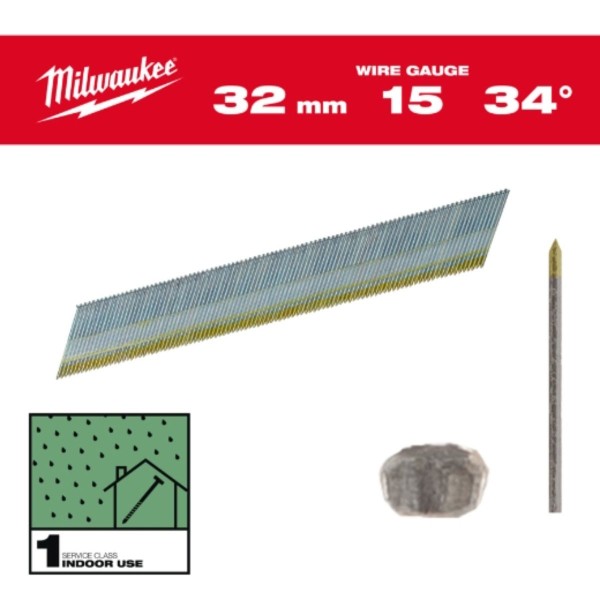 Milwaukee Stift-Nägel 15G 34° SC1, verzinkt