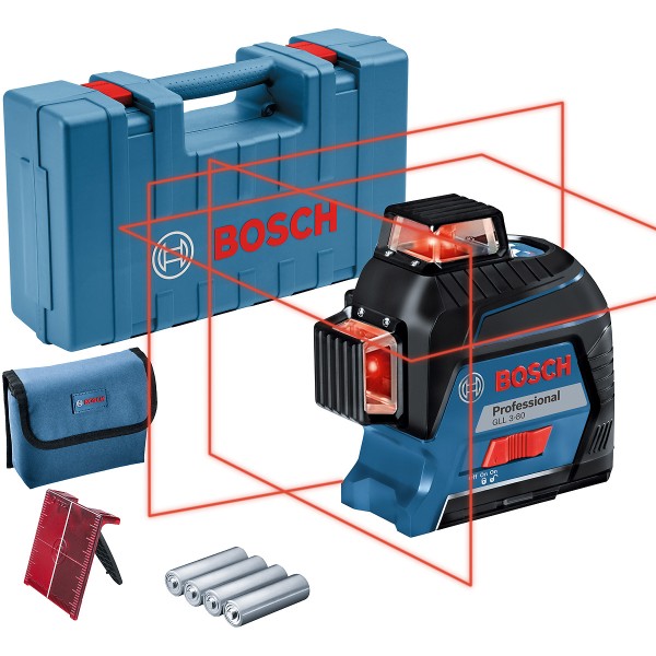Bosch Linienlaser GLL 3-80, mit 4 x 1,5 V-LR6-Batterie