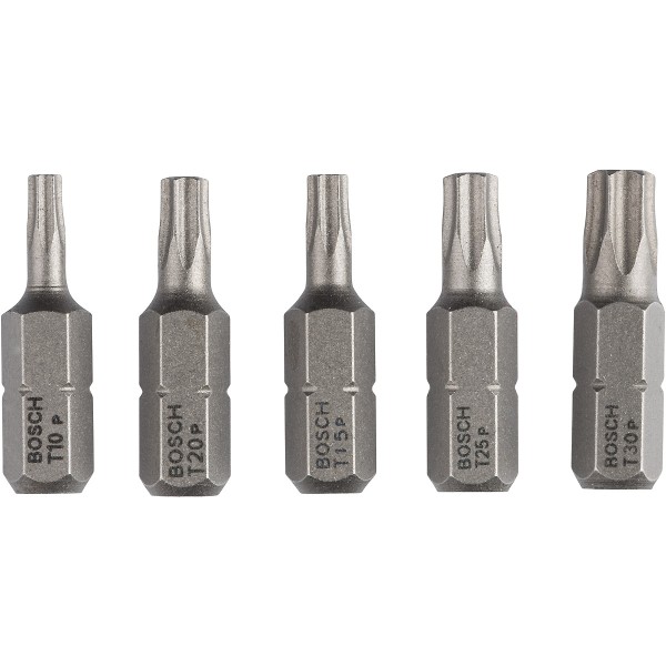 Bosch Schrauberbit-Set Extra-Hart (Torx), 5-teilig, T10, T15, T20, T25, T30, 25 mm