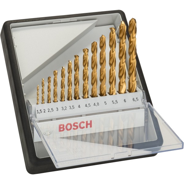 Bosch Metallbohrer-Set Robust Line HSS-TiN, 135°, 13-teilig, 1,5 - 6,5 mm