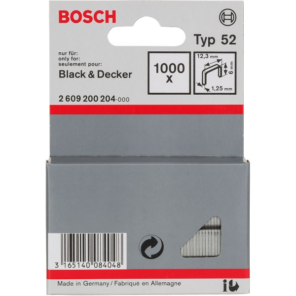 Bosch Flachdrahtklammer Typ 52, Breite (mm): 12,3, Dicke (mm): 1,25