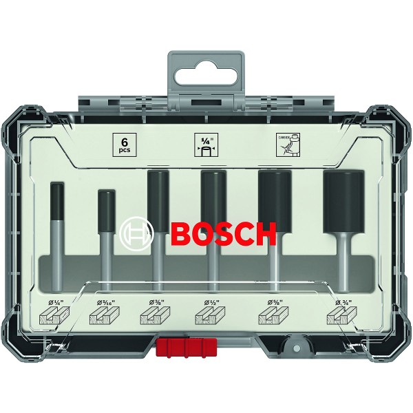 Bosch 6-tlg. Nutfräser-Set, Schaft (Zoll): 1/4