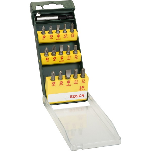 Bosch 16-teiliges Schrauberbit-Set mit magnetischen Universalhalter