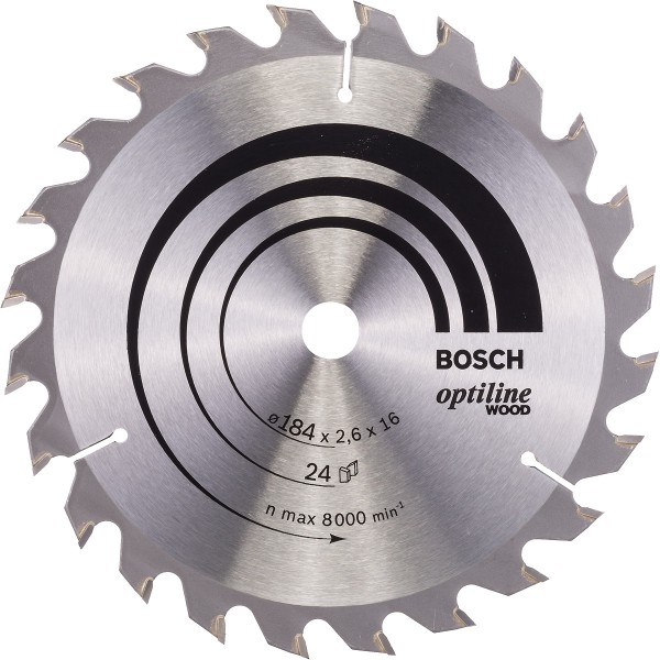 Bosch Kreissägeblatt Optiline Wood für Handkreissägen ø 184 mm, 16 mm Bohrung