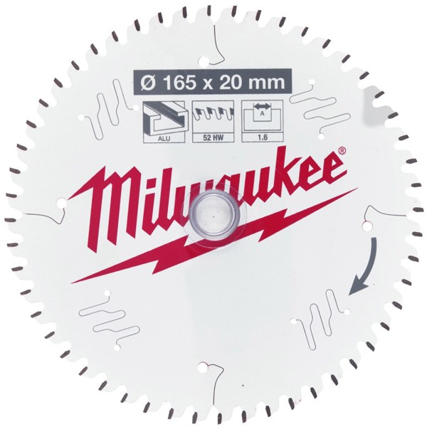 Milwaukee - Kreissägeblatt 165/20mm Z52 Alu - 4932479087
