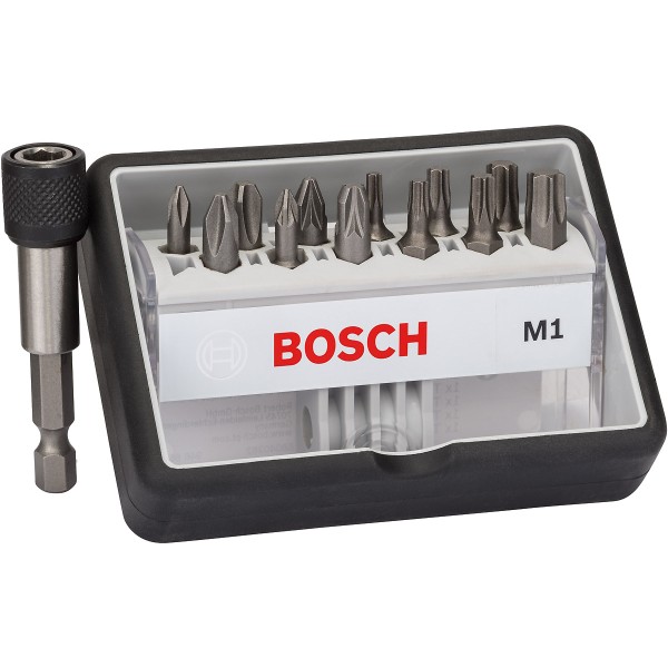 Bosch Schrauberbit-Set Robust Line M Extra-Hart, 12 + 1-teilig, 25 mm, PH, PZ, Torx