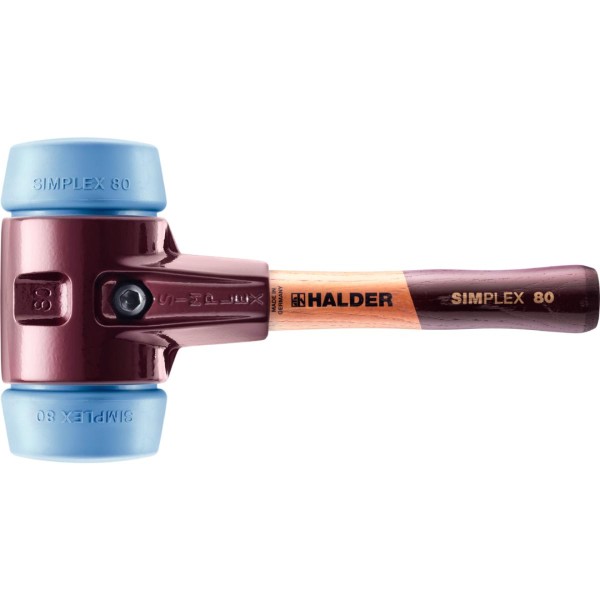 HALDER SIMPLEX - Schonhammer mit TE-Gehäuse und Holzstiel TPE-soft, Ø 80 - Länge Stiel 230 mm