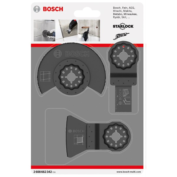 Bosch 3-teiliges Fliesen-Basis-Set für Multifunktionswerkzeug 