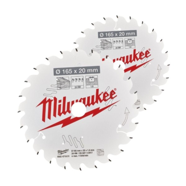 Milwaukee Sägeblatt Twin Pack 165x40Z - 2-teilig Wechselzahn