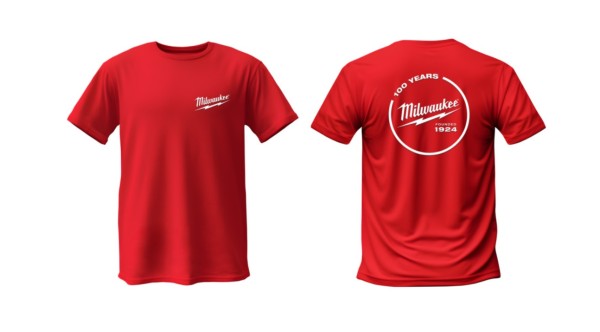 Milwaukee T-Shirt 100 Jahre Milwaukee - Einheitsgröße - Farbe rot