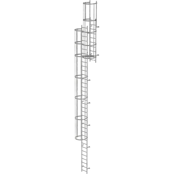 Mehrzügige Steigleiter mit Rückenschutz (Bau) Stahl verzinkt