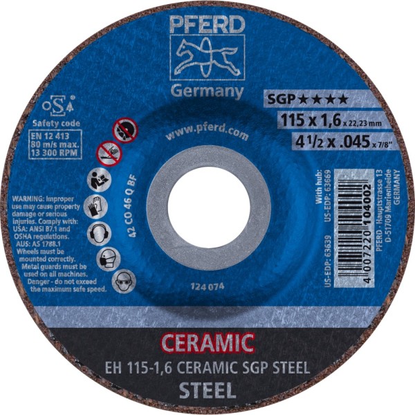 PFERD Trennscheibe EH gekröpft CERAMIC Speziallinie SGP STEEL für Stahl