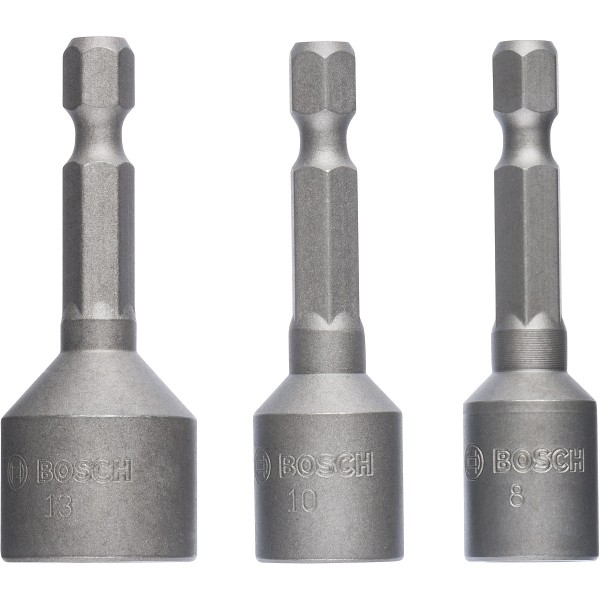 Bosch Steckschlüssel-Pack, 3-teilig, 50 mm, 8, 10, 13 mm
