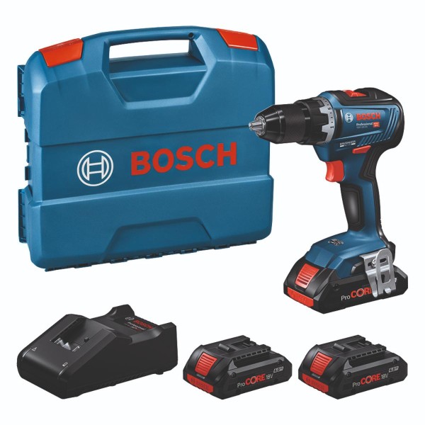 Bosch Professional Set: Akku-Bohrschrauber GSR 18V-55, 3 x ProCORE18V 4.0Ah, L-Case