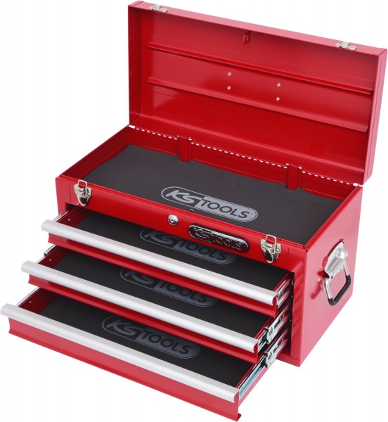 KS Tools Werkzeugtruhe mit 3 Schubladen-rot, L508xH255xB303mm