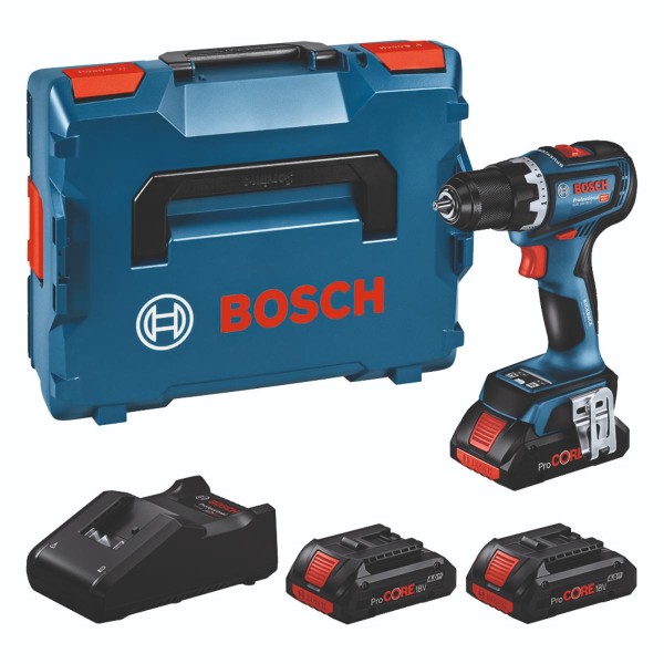 Bosch Professional Set: Akku-Bohrschrauber GSR 18V-90 C, 3 x ProCORE18V 4.0Ah, L-BOXX