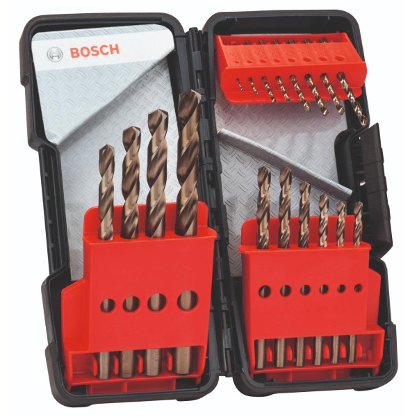 Bosch 18-tlg. Toughbox-Metallbohrer-Set, HSS-Co, DIN 338, 135°, 1–10 mm
