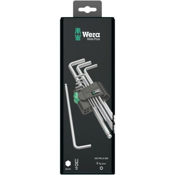 Wera 950/9 Hex-Plus 1 SB Winkelschlüsselsatz, metrisch, gestellverchromt, 9-teilig