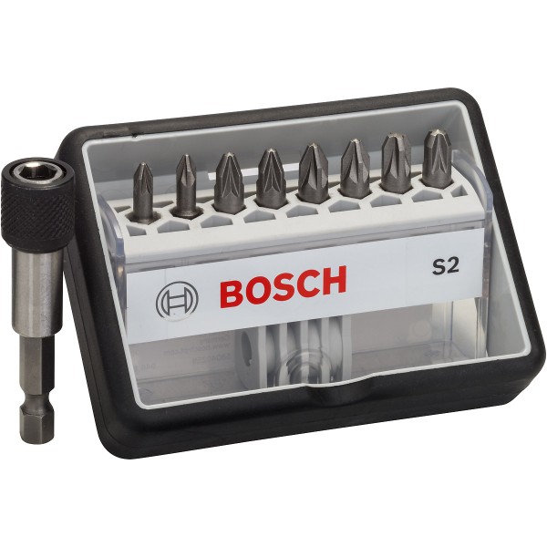 Bosch Schrauberbit-Set Robust Line S Extra-Hart, 8 + 1-teilig, 25 mm, PZ